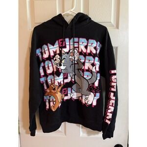 Tom and Jerry Cartoon graphics  hoodie  Men's xl  Black Pullover